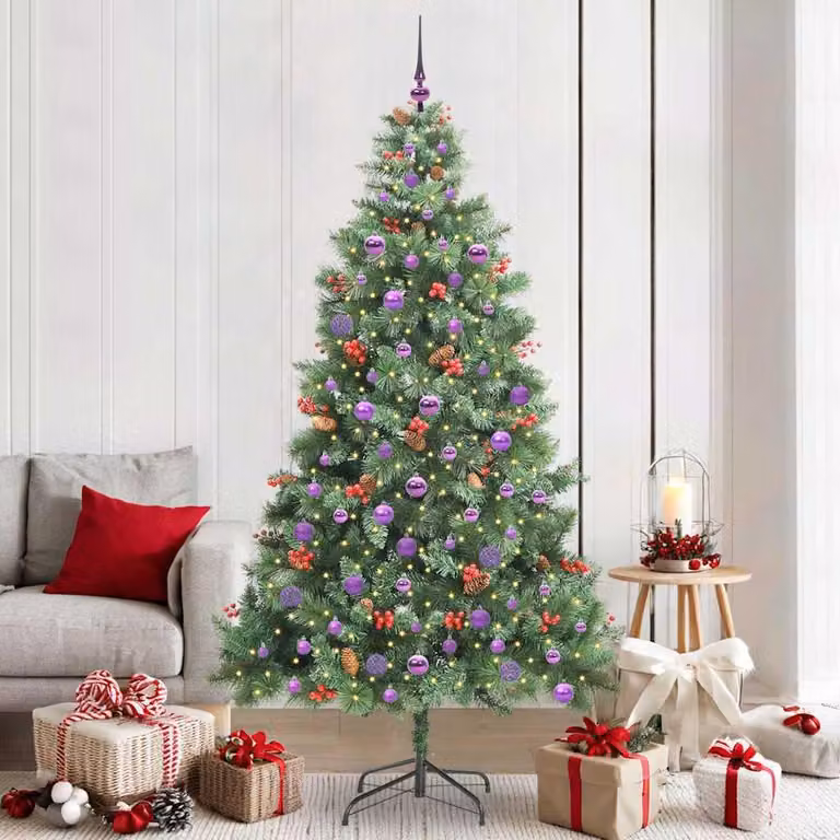 Maison Exclusive - Albero di Natale artificiale con 300 luci a LED, luce bianca calda, realizzato in PVC e metallo