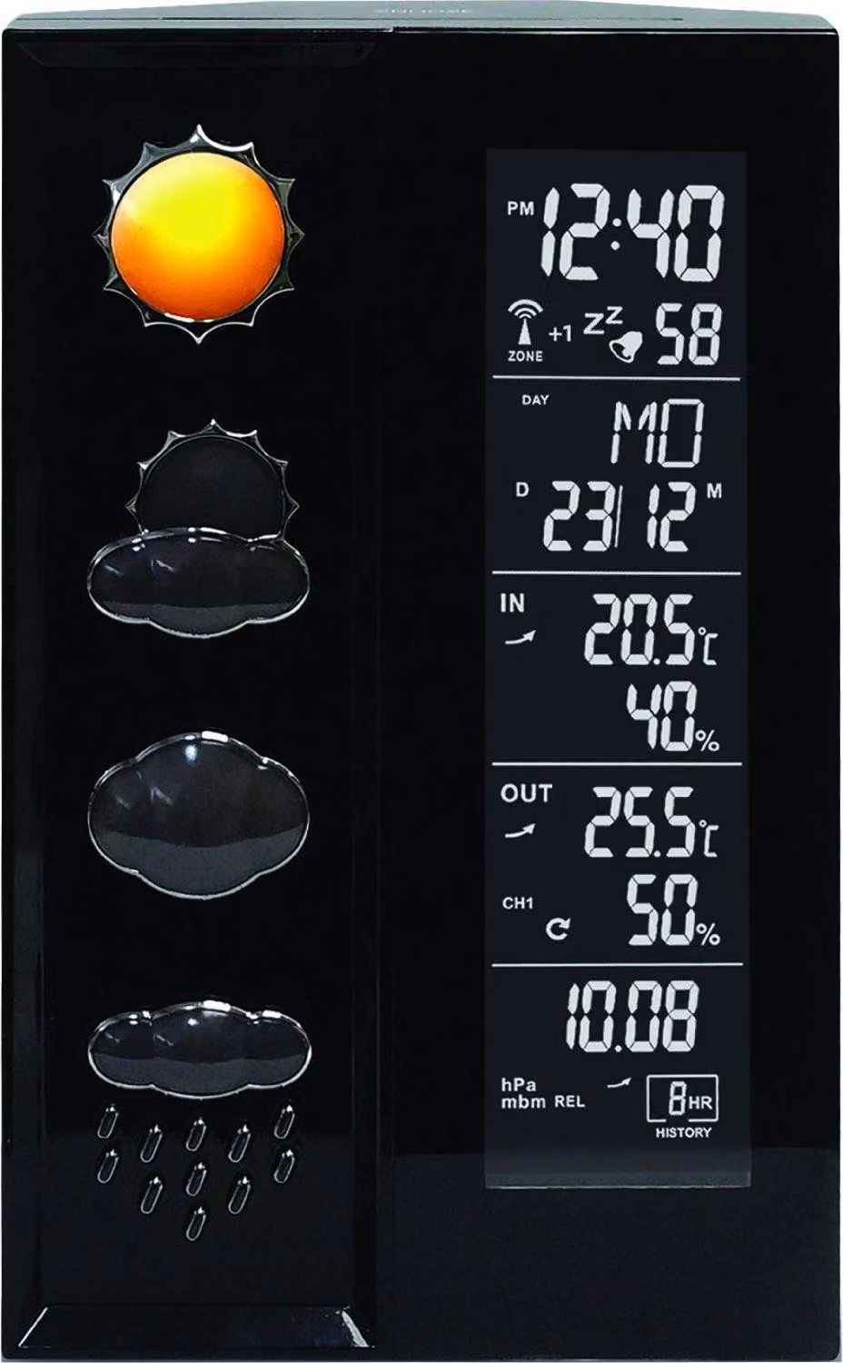 Stazione meteorologica con indicatore di pressione atmosferica, misurazione della temperatura e dell'umidità, dimensioni compatte, ideale per