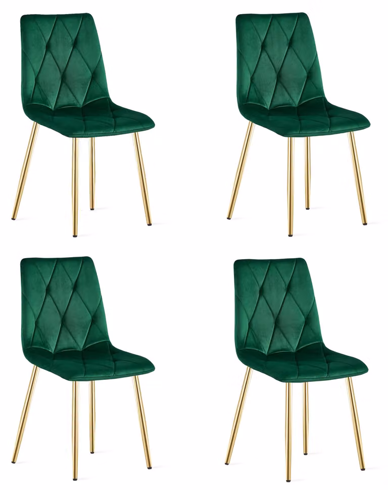 LIBRA sedia in velluto verde scuro con gambe dorate per cucina soggiorno x4