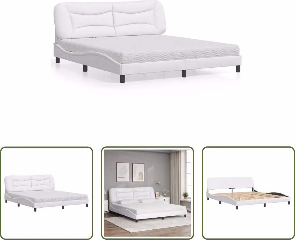 The Living Store Letto con materasso bianco 180x200 cm in ecopelle