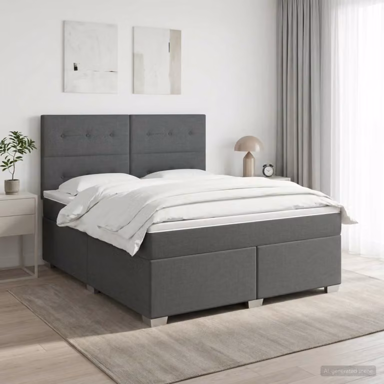 vidaXL Letto box spring con materasso a molle insacchettate Grigio Scuro L/P: 140 x 200 cm