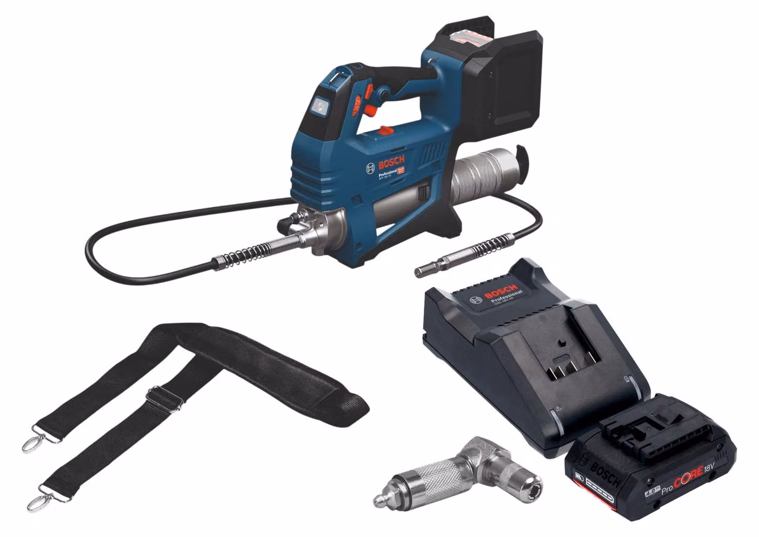 Bosch GFP 18V-10 Pompa a grasso a batteria 18 V 10000 psi + 1x batteria ProCORE 4,0 Ah + caricabatterie