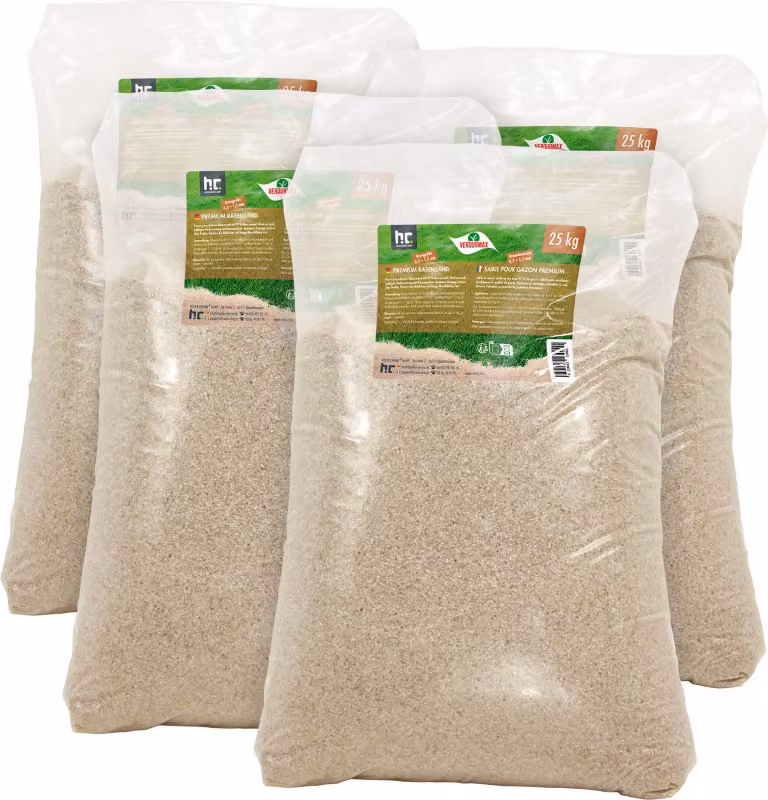 4 sacchi da 25 kg di VERDURMAX® Premium, sabbia specifica per prati, granulometria 0,3 - 1,5 mm