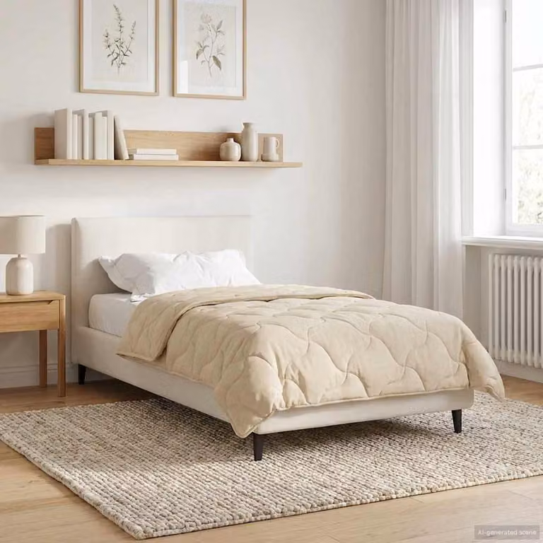 vidaXL Piumone Invernale in Microfibra Traspirabile e Reversibile, Beige, L/P/H: 135 x 220 cm