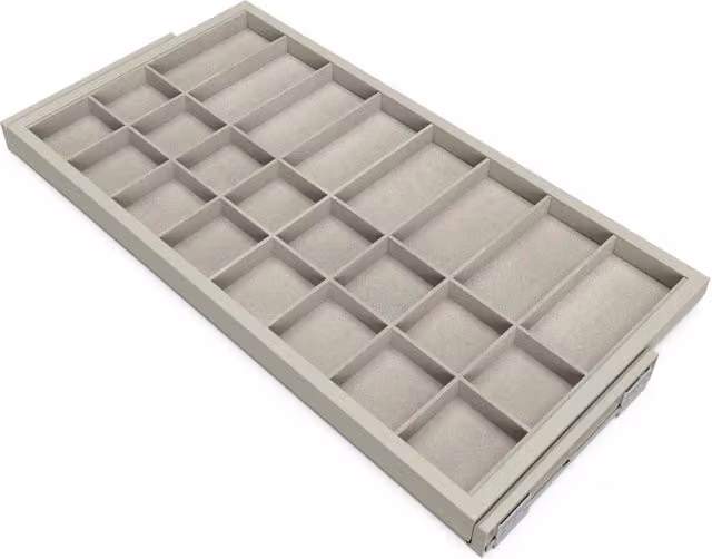 Kit Cassetto Organizzatore e Telaio per Armadio Emuca in Alluminio e Plastica Grigio Pietra 900 mm