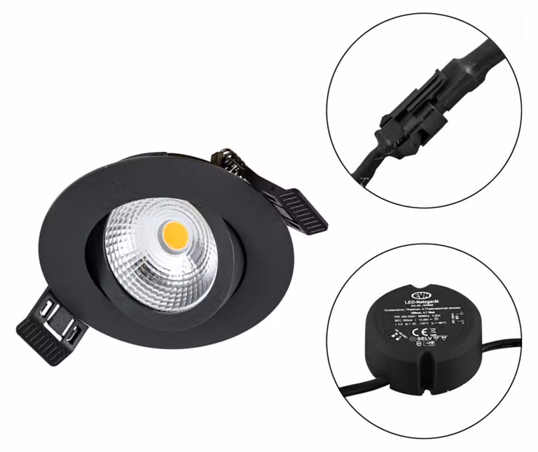Lampada da incasso a LED 230 V 830, dimmerabile, nera - Downlight/spot/floodlight S060902