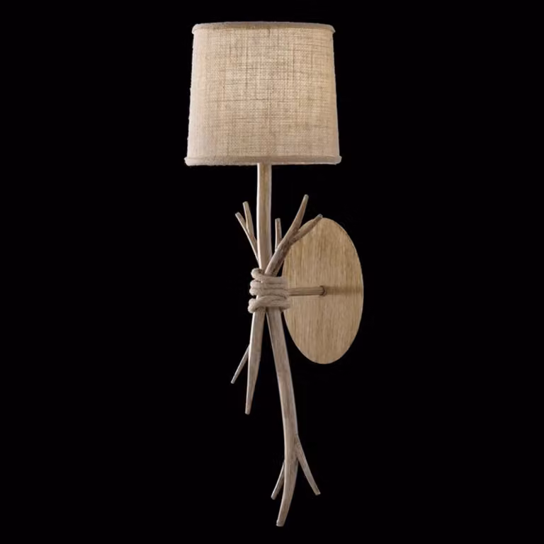 Mantra Iluminación Applique da parete Sabina, dimmerabile, Legno chiaro, Soggiorno / Sala da pranzo, Tessuto / Stoffa / Seta, Campagna / Rustiche, Applique