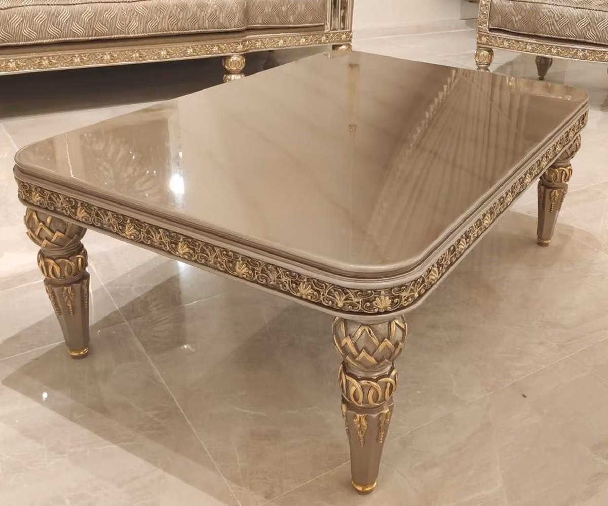 Casa Padrino tavolino barocco oro/grigio/oro - Sontuoso tavolo da salotto in stile barocco - Mobili da salotto in stile barocco - Arredi barocchi - Mobili barocchi - Mobili in stile barocco