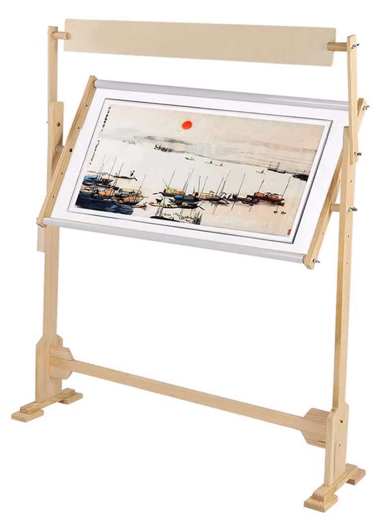 Supporto per telai da ricamo, regolabile, in legno, girevole a 360°, altezza 104 cm