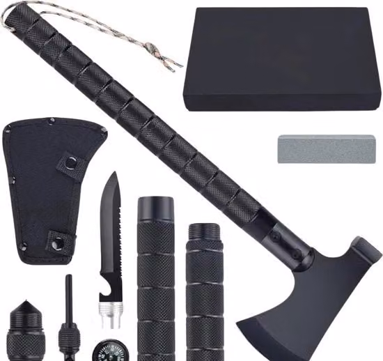 Coltello Multifunzione 11-in-1 Nero per Emergenza e Campeggio senza marca