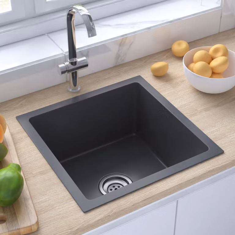 The Living Store Lavello da incasso a mano in acciaio inox nero