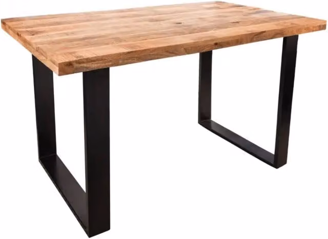 Table LODEN 120 cm – Piano in legno massiccio di mango verniciato – Gambe a U in metallo nero