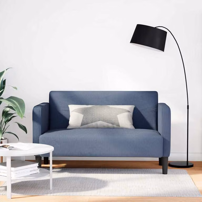 vidaXL Divanetto Moderno in Velluto a Coste Blu, L: 109 cm, P: 68 cm, H: 74,5 cm