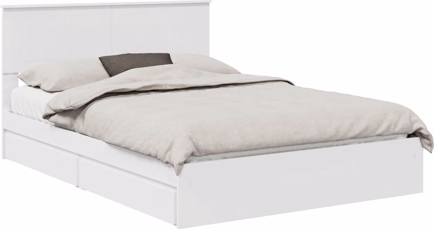 Letto con Contenitore Bianco 140 x 190 cm Legno multistrato