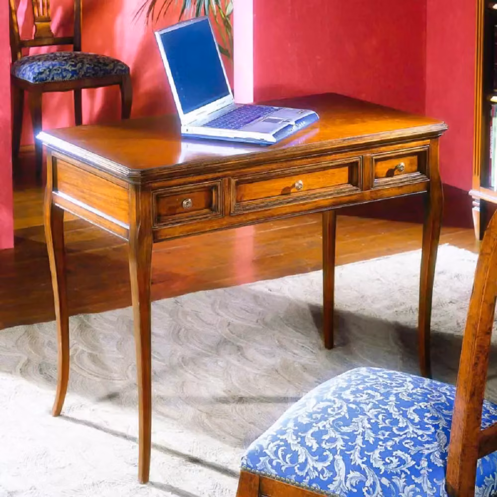 Scrivania classica in legno con 3 cassetti Mobili 2G L/P/H: 100 x 55 x 80 cm – 2
