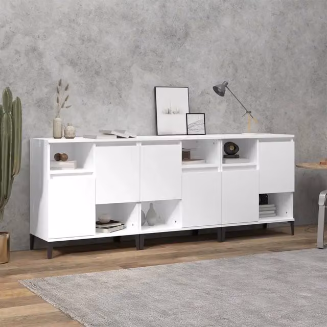 Credenze 3pz Bianche 60x35x70 cm in Legno Multistrato 3185743