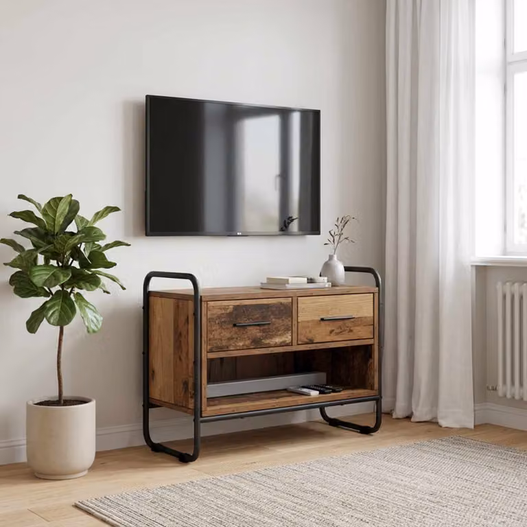 Mobile TV vidaXL in legno e metallo, colore marrone, L 60 x P 30 x H 50 cm