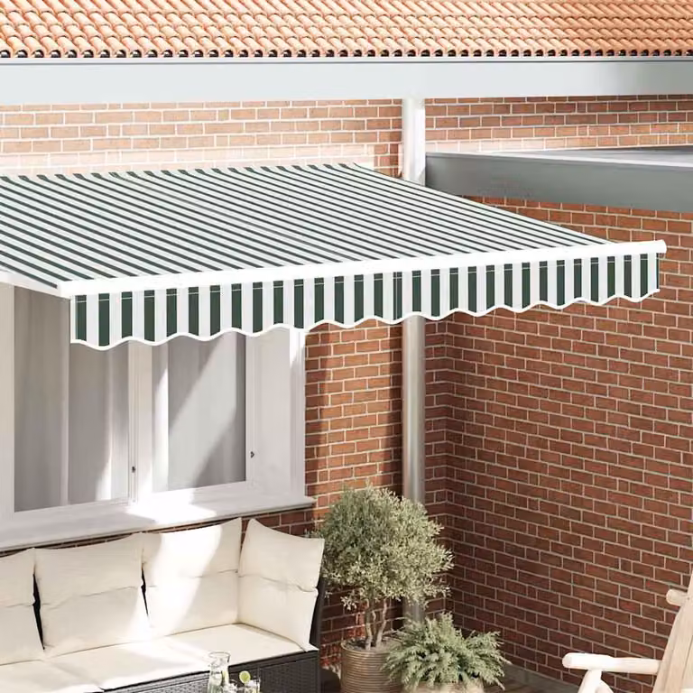 Maison Exclusive - Sostituzione del volantino per tenda da sole, motivo a righe verdi e bianche, lunghezza 3 metri