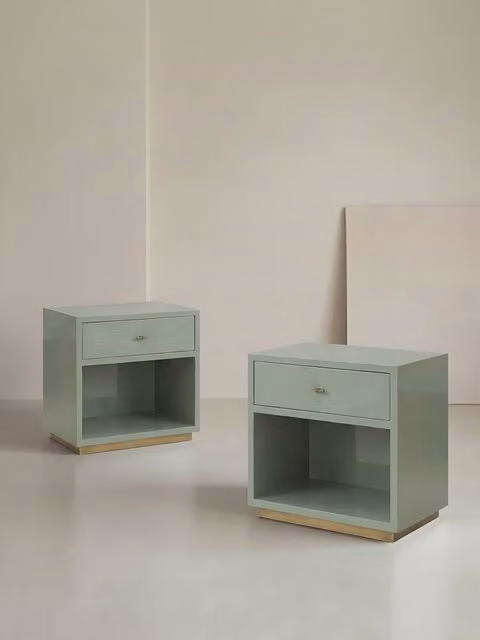 Set di 2 comodini Celine Kenay Home verde con 1 cassetto e dettagli oro