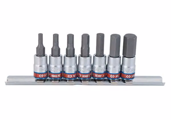 Set di chiavi deKing Tony 1/4" con esagono, 7 pezzi, misure 1/8" - 3/8", acciaio robusto, ideale per lavori di meccanica e manutenzione