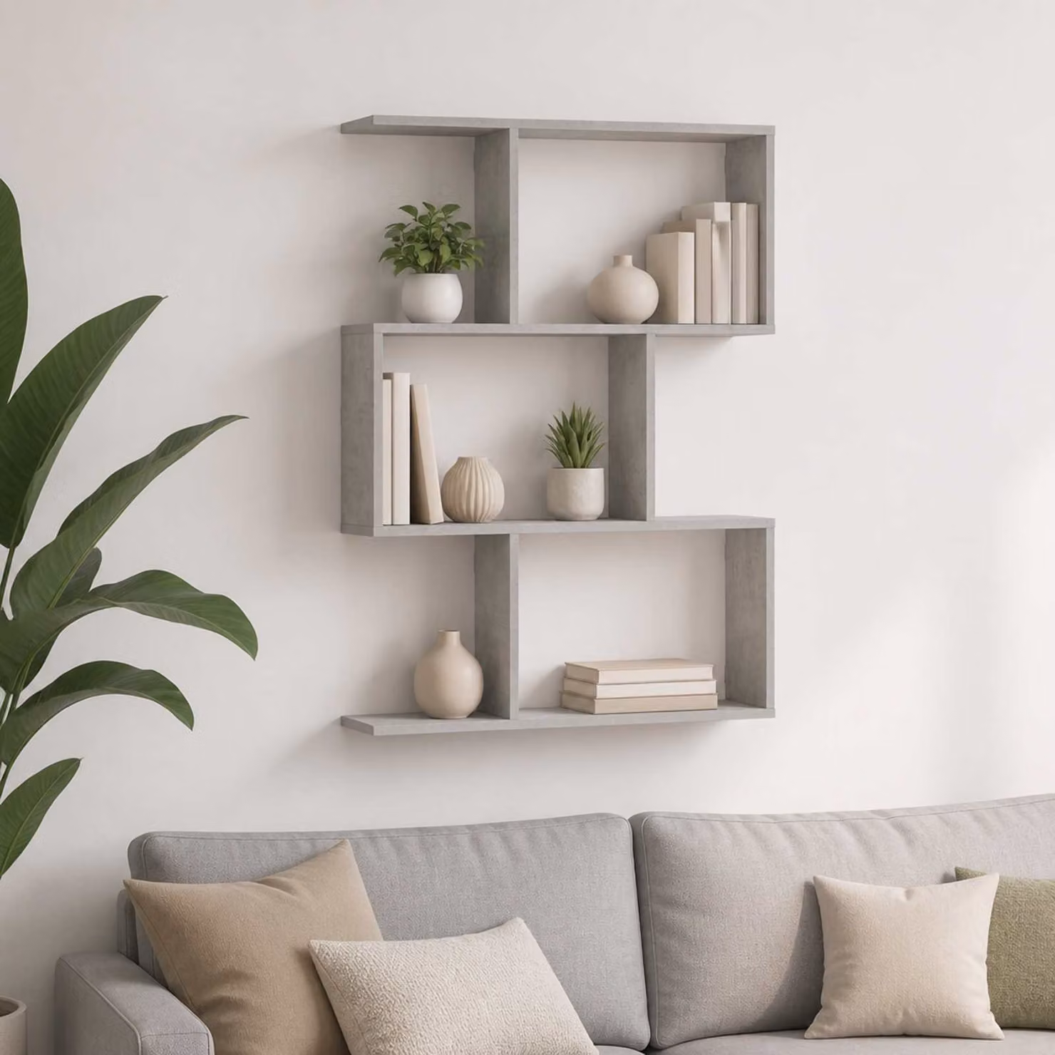 Scaffale da parete vidaXL Grigio Cemento, L: 72 cm, P: 17 cm, H: 105 cm