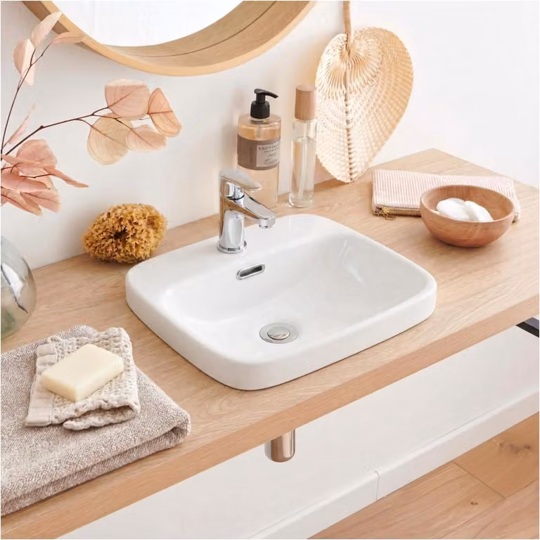 Lavabo semincasso quadrato in Vetroceramica bianca JADE 37cm