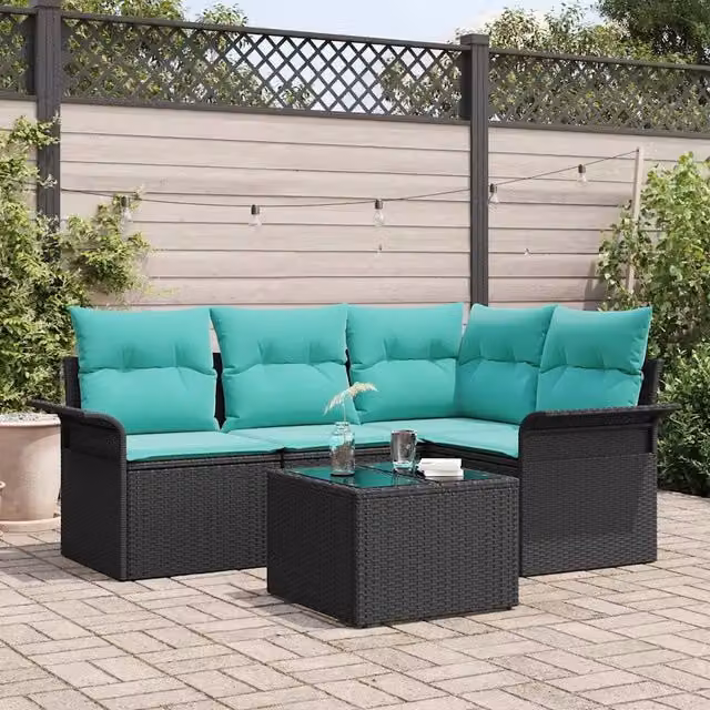Set Divano da Giardino 5 pz Nero polyrattan 3354025