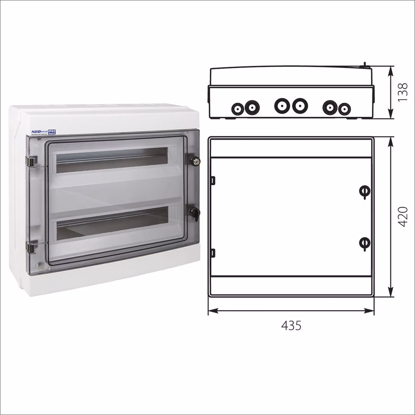 Quadro elettrico Ap RH Scatola portafusibili Quadro di distribuzione stagno ELEKTRO-PLAST Smoke