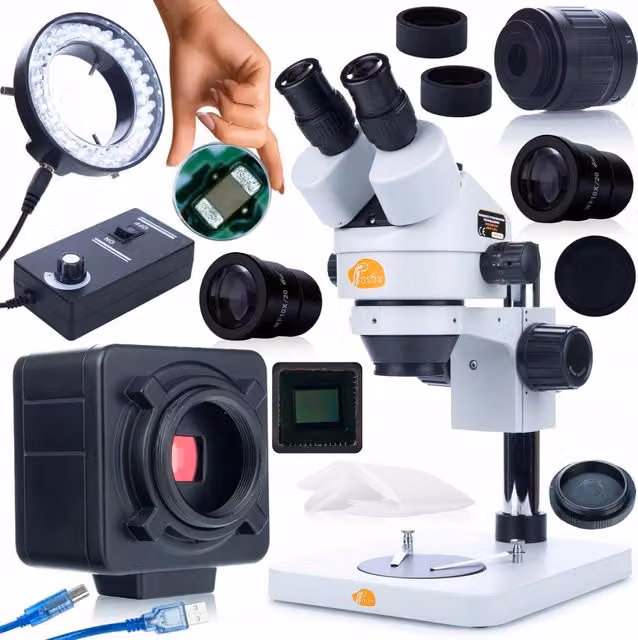Set Microscopio Trinoculare Rosfix Bianco con Camera C-Mount e Connettività USB e HDMI – 1
