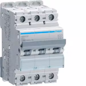 Interruttore automatico tripolare 10 kA, curva di intervento tipo B, 50 A, 3 moduli