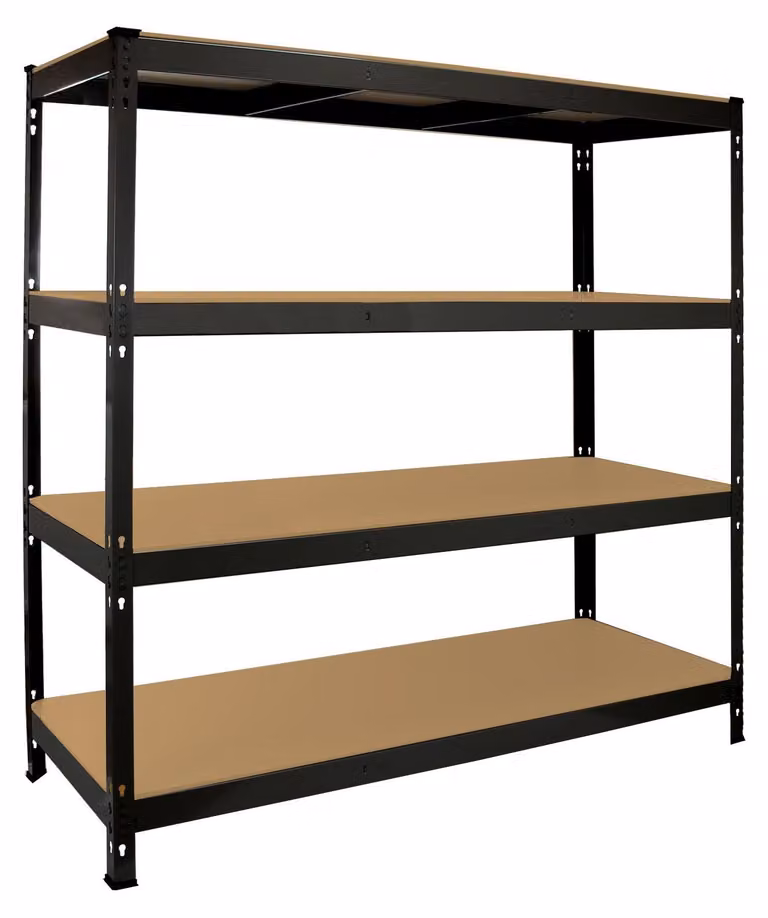 Scaffale portaoggetti per garage - Larghezza 160 cm - 4 ripiani - Acciaio nero