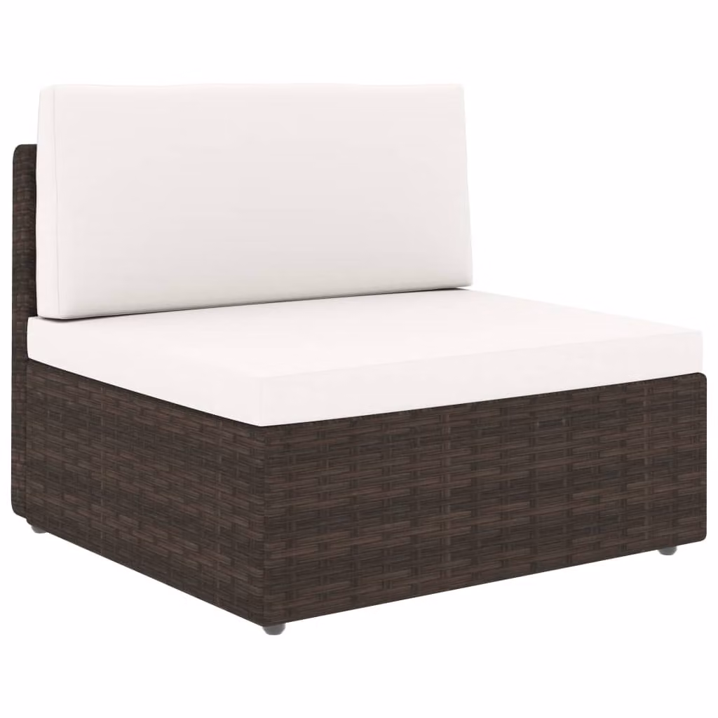 Set Divani da Giardino 5 pz con Cuscini in Polyrattan Marrone