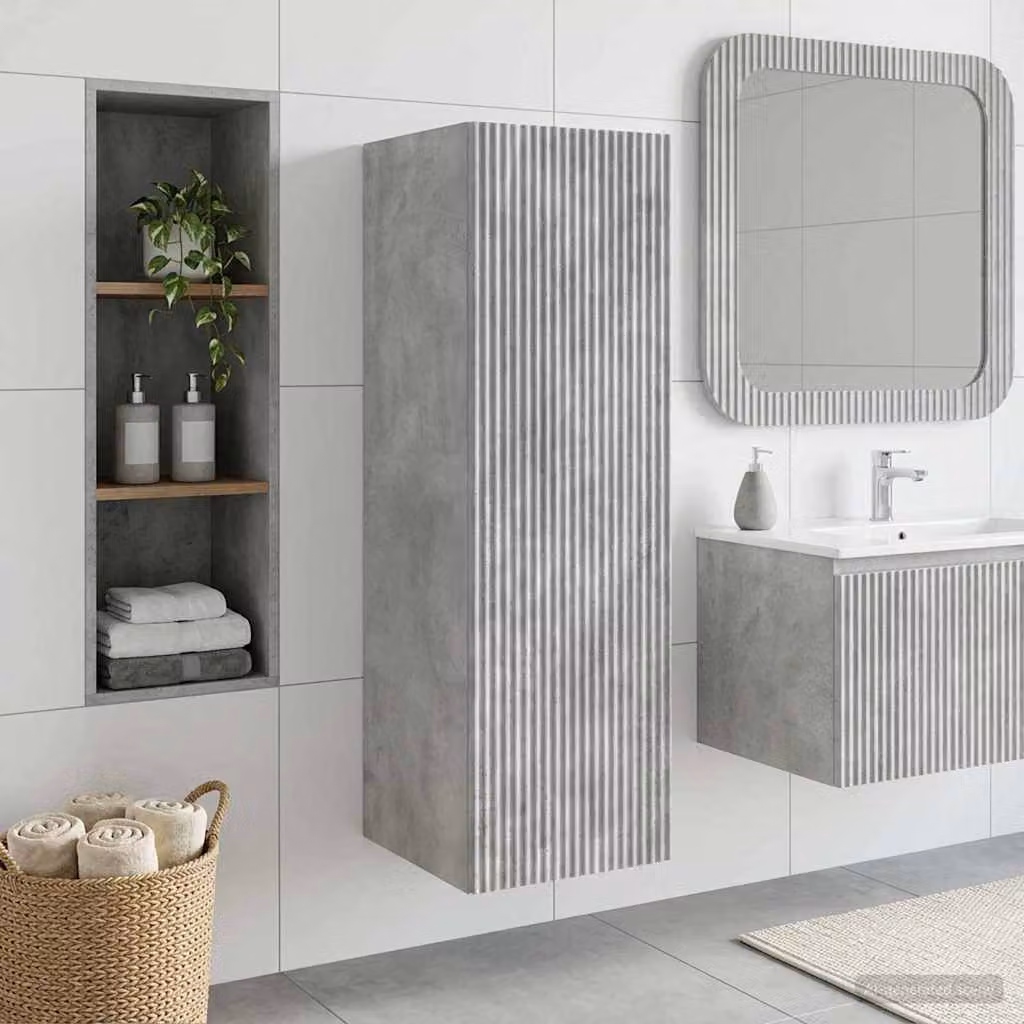 Mobiletto da Bagno a Muro Moderno vidaXL Grigio, L: 33 cm, P: 34,5 cm, H: 100 cm