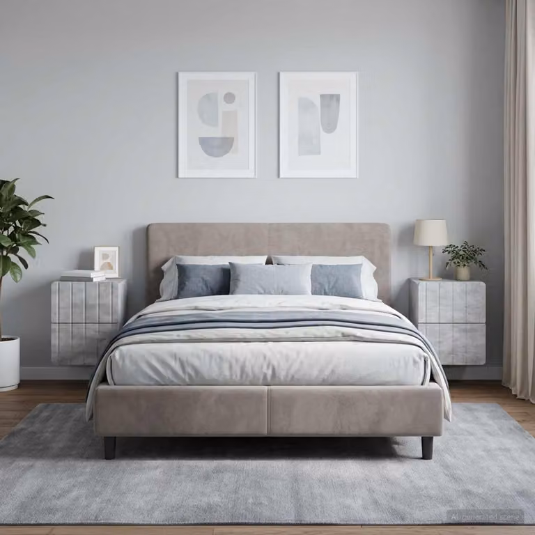 Set di 2 comodini sospesi vidaXL in stile moderno, colore grigio cemento, L 33 cm x P 34,5 cm x H 43 cm