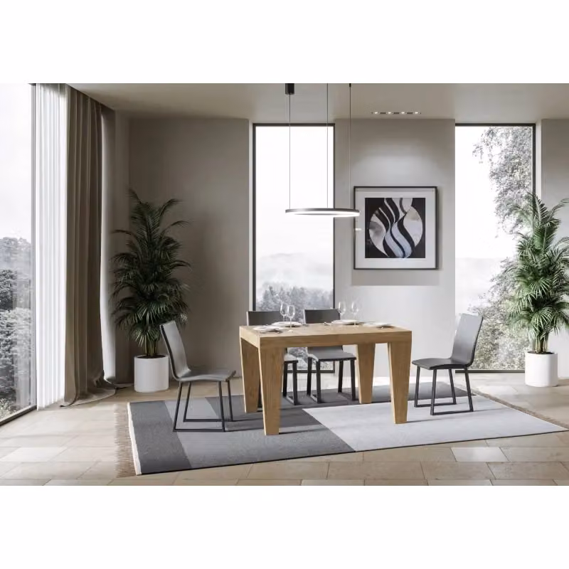 Tavolo allungabile moderno Itamoby in legno color quercia marrone con colonna centrale, L/P/H: 90 x 77 x 130 cm – 2