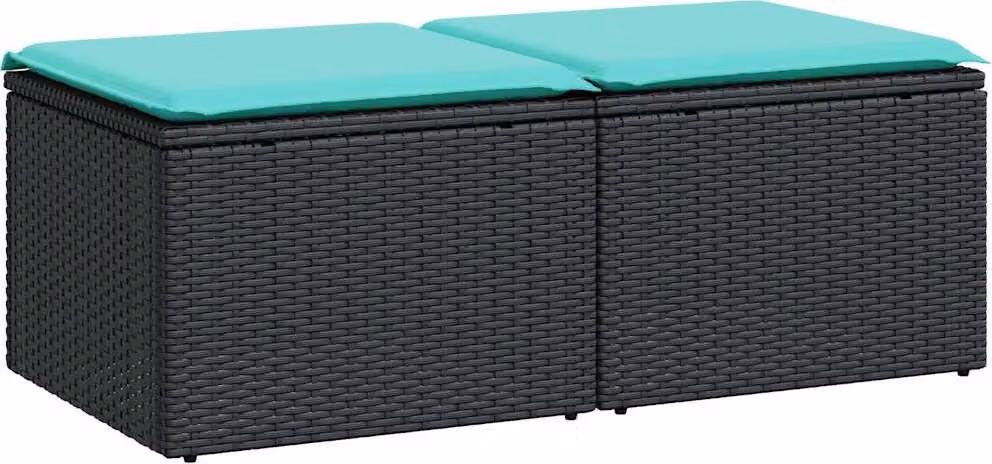 Set Divani da Giardino con Cuscini 2 pz Nero Polyrattan Acacia