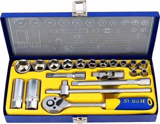 Set di chiavi da 20 pezzi, 3/8 di pollice, al cromo-vanadio, in valigetta metallica