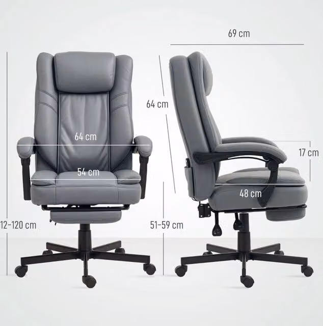 Poltrona da ufficio ergonomica con massaggio e poggiapiedi