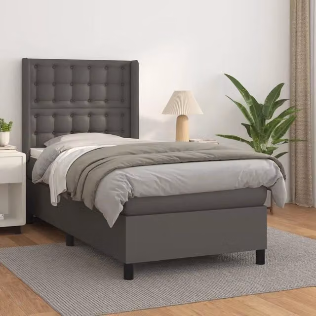 Letto a molle con materasso vidaXL in similpelle grigio e bianco L/P/H: 203 x 83 x 128 cm – 1