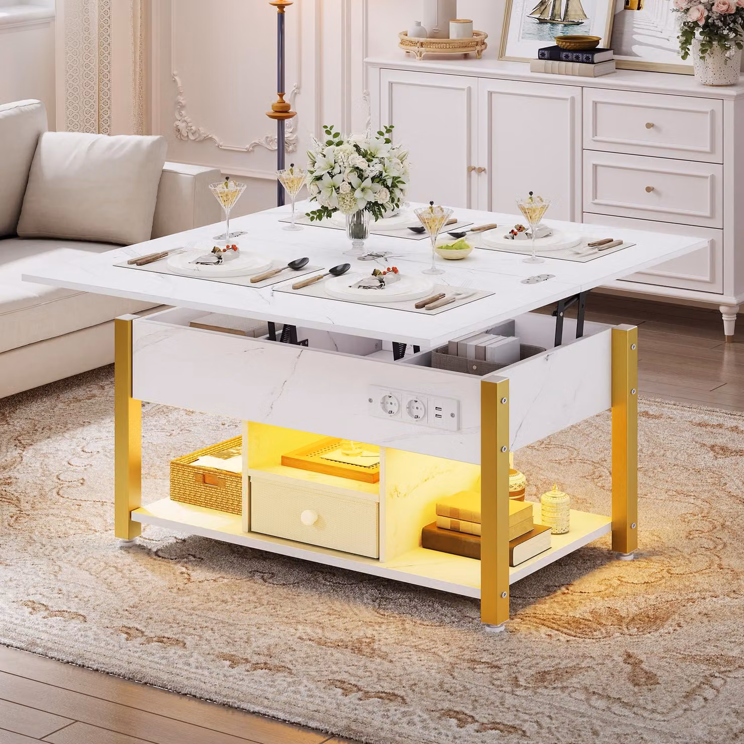 Tavolino YITAHOME, multifunzione 4-in-1, con altezza regolabile