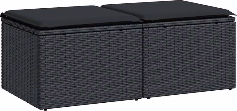 Set Divani da Giardino con Cuscini 2 pz Nero Polyrattan Acacia