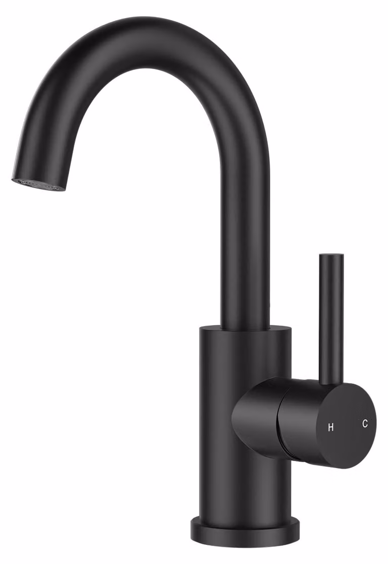 Miscelatore per lavabo, nero, girevole a 360 gradi, in acciaio inossidabile, monocomando, per bagno