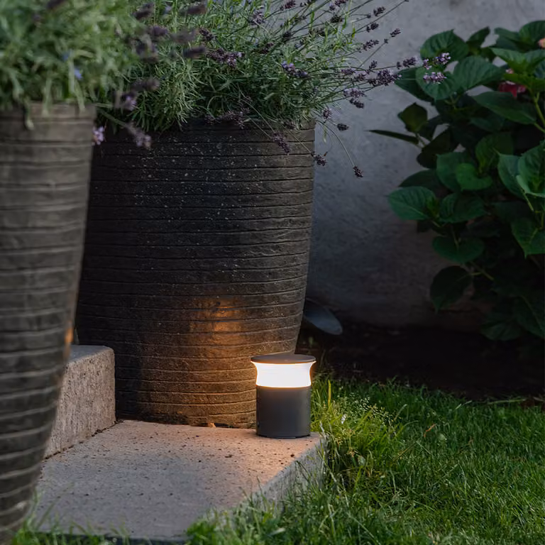 Lampada da esterno moderna, grigio scuro, 12 cm, con barra LED inclusa