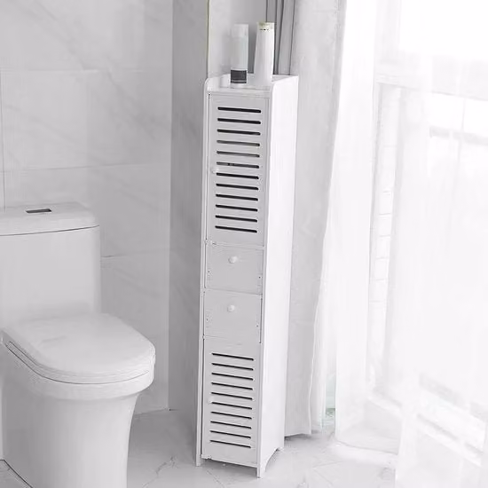 Cassa da bagno alta - armadio da bagno verticale con 2 ripiani e 2 porte - bianca - per ufficio soggiorno cucina ingresso armadi da bagno alti