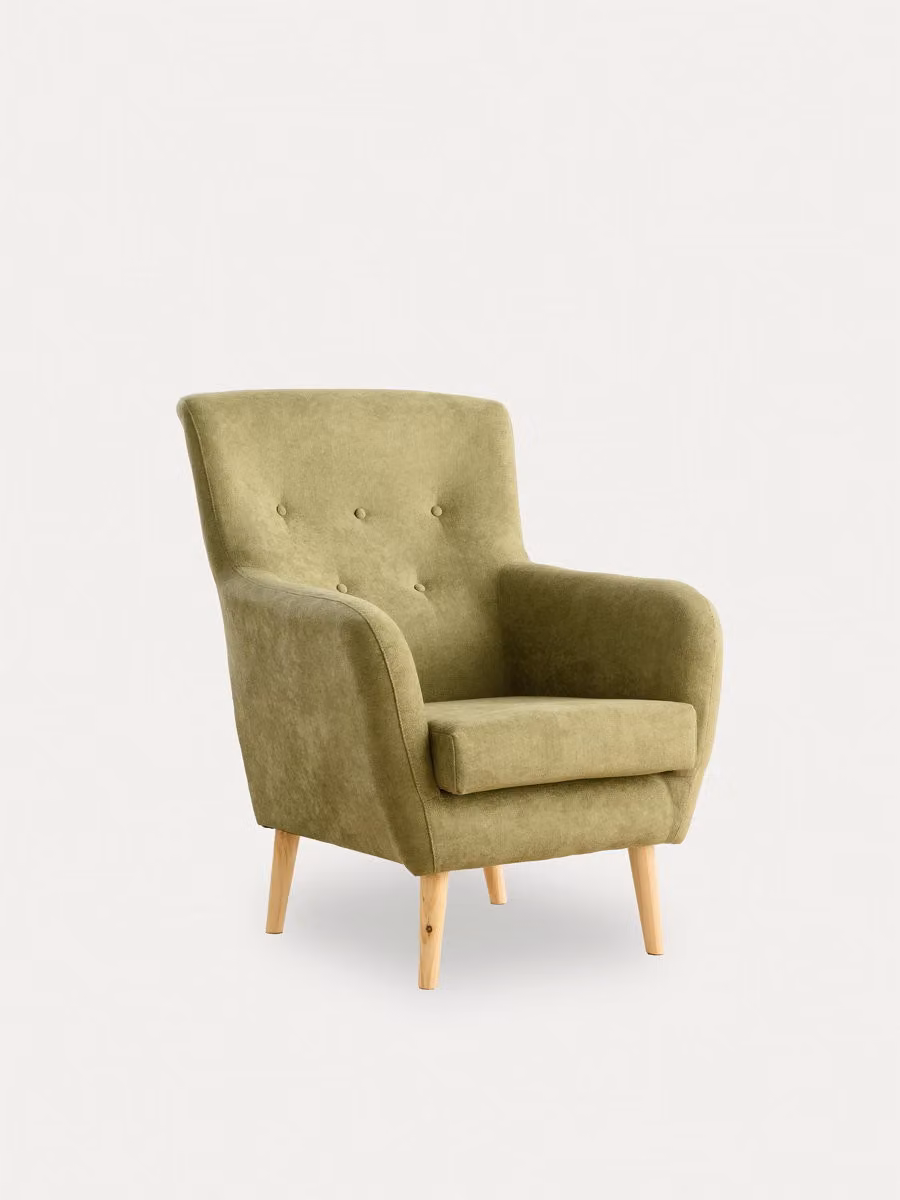 Poltrona Orsay rivestita in tessuto verde Kenay Home – 2