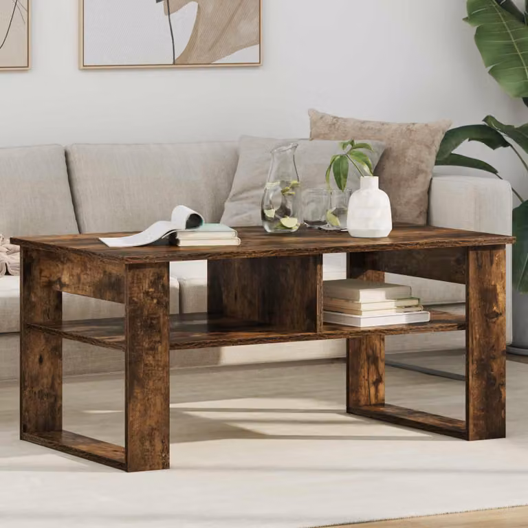 Maison Exclusive - Tavolino da caffè in legno impiallacciato noce, dimensioni 96 x 54 x 44 cm