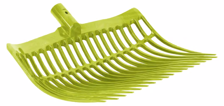horizont Forca svedese verde chiaro, in plastica resistente, larghezza 40 cm, 18 rebbi, forca da fieno per cavalli, fattoria e stalla, forca da letame senza manico, forca da letame, forca a paletta