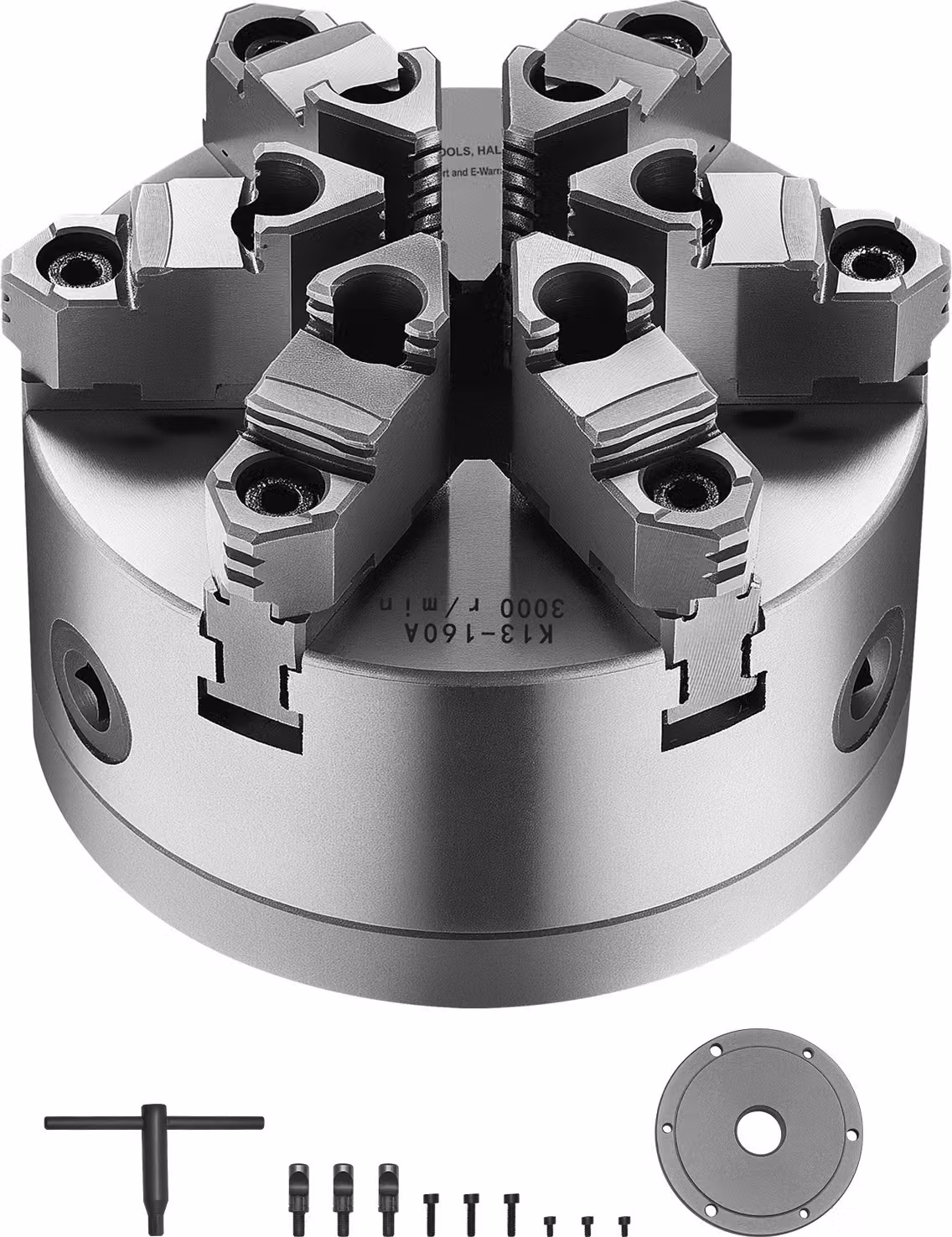 SucceBuy φ160mm Mandrino per tornio a 6 griffe con piastra di supporto D1-4 Cam Lock