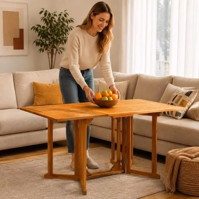 Butterfly Garden Folding Table 150x90x75 Cm Solid Teak Wood
