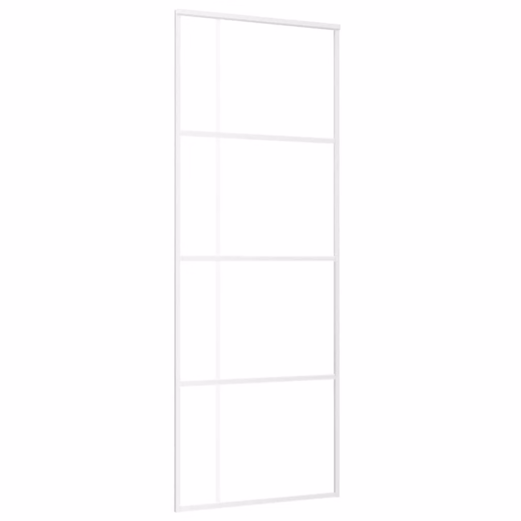 Porta Scorrevole ESG Vetro e Alluminio 75x205 cm Bianca